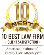 American Institute of Family Law Attorneys 10 Best Law Firm 2018 badge